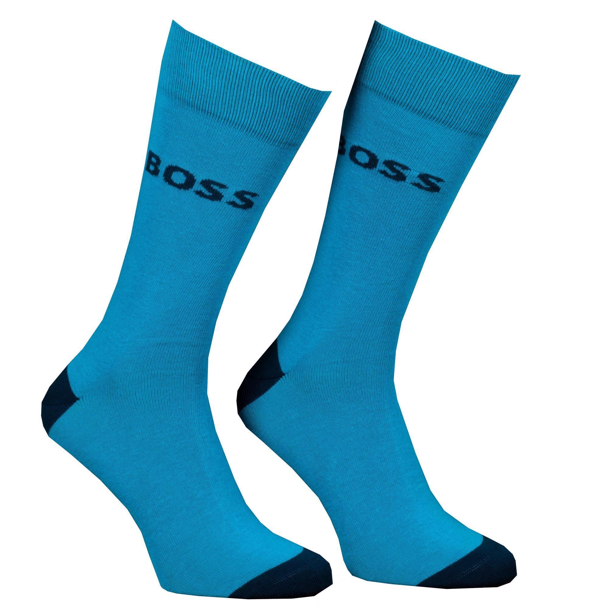 Boss Two Pack Combed Cotton Logo Sock Dark Blue